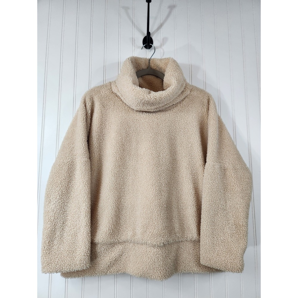 Tuckernuck Cream Sherpa Fleece Cowl Neck Pullover Sweater Size M Y2K Preppy - Picture 1 of 10